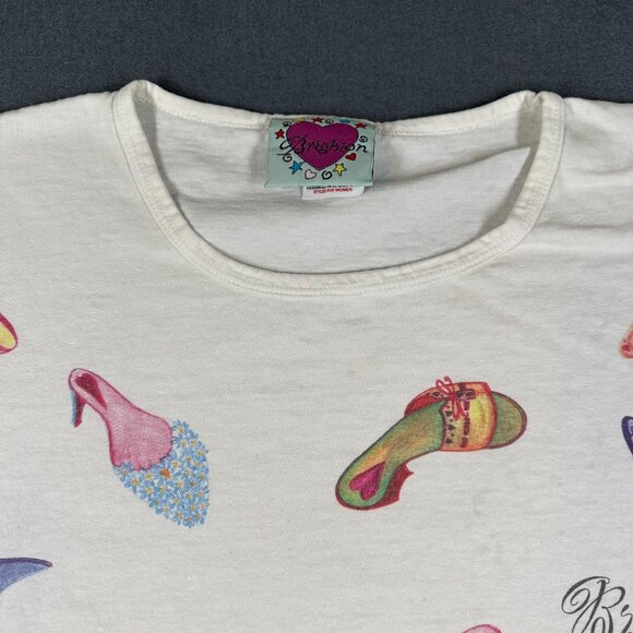 Brighton Womens One Size White If The Shoe Fits T-Shirt SS Preshrunk‎ Cotton - Picture 3 of 9